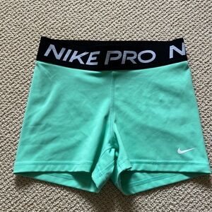Nike Pro Dri-fit shorts, mint green, size small
